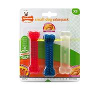 Nylabone Moderate Flexible Dental Dog Chew Toy Bones, 3 pack, Bacon, Chicken Flavoured, X-Small, for Dogs Up to 7 kg