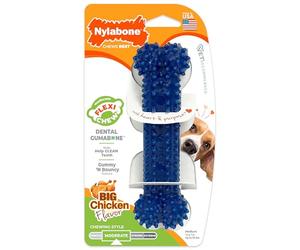 Nylabone Moderate Flexible Dental Dog Chew Toy, Nodules Help Clean Teeth, Chicken Flavour, Medium, for Dogs up to 16 kg
