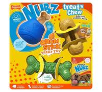 Nylabone NUBZ Treat N' Chew Dog Toy Variety Pack, Natural Rubber, 3-Count, Average Chewers, Dental Cleaning