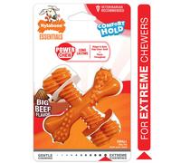 Nylabone Power Chew X-Shaped Tough Dog Bone Chew Toy Beef Flavour, Sma