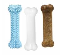 Nylabone Puppy Chew Toys & Natural Treat Triple Pack, Blue, Chicken & Bacon Flavor, Small - Up to 25 Ibs, 3 Pack