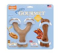 Nylabone Puppy Gourmet Style Strong Chew Toy Bacon Peanut Butter Small/Regular (2 Count)