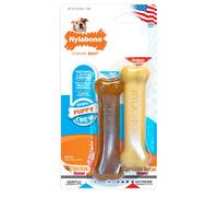 Nylabone Gentle Puppy Dog Teething Chew Toy Bones, Chicken/Peanut Butter Flavour, XS, for Puppies Up to 7kg (Twin Pack), for All Breed Sizes