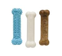 Nylabone Puppy Chew Toys & Natural Treat Triple Pack, Blue, Chicken & Bacon Flavor, Small - Up to 25 Ibs, 3 Pack