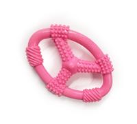Nylabone Spin Tug & Play Puppy Chew Ring Toy Toys for Teething Puppies Peanut Butter Flavor Pink Medium - Up to 35 lbs 1 Count