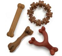 Nylabone Strong Chew Toy 4-Pack Bundle for Dogs Made with Real Bacon, Bison, Venison, Beef, & Chicken, Durable Dog Chew Bones for Aggressive Chewers, Large Dog Toys - Up to 50 lbs, 4 Count