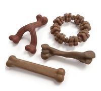 Nylabone Strong Chew Toy 4-Pack Bundle for Dogs Made with Real Bacon, Bison, Venison, Beef, & Chicken, Durable Dog Chew Bones for Aggressive Chewers, Large Dog Toys - Up to 50 lbs, 4 Count