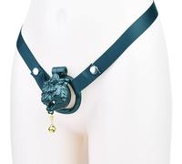 Nylon 3D resin Lightweight sissy Penis Cage Male Chastity Devices Lock 4 Rings optional in black, pink and white,Anti-Off belt optional (Black tiger head with black Anti-Off)