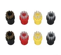 Nylon and Brass Wire Brush Set 8 Pcs for Steam Cleaners | 8-piece set, 6 nylon soft brushes, 2 brass wire nozzles, fits for karcher for sc series, removes grime