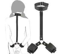 Nylon Back Handcuffs with Collar, BPZXL Restraining Hand Cuffs for Couples Bedroom Extreme Love, Bondage Valentines Cuffs, SM Sex Toys Flirt for Women Men