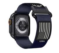 Nylon Band Compatible with Apple Watch Ultra 3/2/1 49mm, Apple Watch Band 46mm 45mm 44mm, Stars and Stripes Eagle Patch Woven Strap, Reinforced Metal Loop Sport Loop Strap for iWatch Series 11 10 9 8