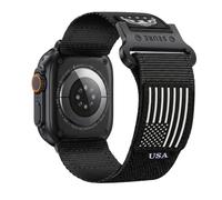 Nylon Band Compatible with Apple Watch Ultra 3/2/1 49mm, Apple Watch Band 46mm 45mm 44mm, Stars and Stripes Eagle Patch Woven Strap, Reinforced Metal Loop Sport Loop Strap for iWatch Series 11 10 9 8