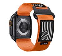 Nylon Band Compatible with Apple Watch Ultra 3/2/1 49mm, Apple Watch Band 46mm 45mm 44mm, Stars and Stripes Eagle Patch Woven Strap, Reinforced Metal Loop Sport Loop Strap for iWatch Series 11 10 9 8
