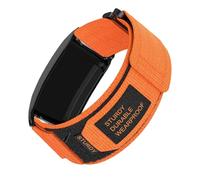 Nylon Band with Bumper Case Compatible with WHOOP 5.0 Strap Men Women, Breathable Nylon Adjustable Woven Loop Replacement Wristbands Straps for Whoop 5.0 (Orange)