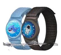 Nylon Bracelet Compatible with Airtag for Kids 2 Pack Cute Cartoon Pattern Hidden Wristband Compatible with Apple Air Tag Anti Lost Watch Bands for Child(Astronaut
