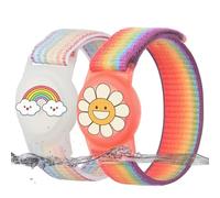 Nylon Bracelet Compatible with Airtag for Kids 2 Pack Cute Cartoon Pattern Hidden Wristband Compatible with Apple Air Tag Anti Lost Watch Bands for Child(Sunflower)