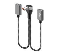 Nylon Braided USB Extension Cord USB to Type c Splitter 66W Power 90Degree Bend Design for Compactly Space