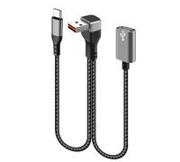 Nylon Braided USB Type C Splitter 90 Degree Bending Design 66W PD Angled USB Splitter Cable for Compact Space