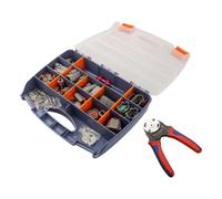 Nylon Brass Connector Set 338Pc with Crimper Tool | 338 pieces total, 2-12 pin configs, ratcheting crimper, 14-18awg wires, auto truck bus use