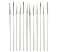 Nylon Brush Drawing Pen Art Supplies 12PCs Professional Painting Tool for Oil Watercolor Painting with White Wooden Rod Electroplated Aluminum Tube Durable Craft Collection