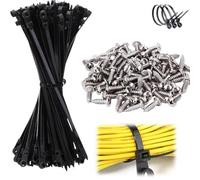 Nylon Cable Ties with Mounting Hole 5x200mm, Self-Locking Zip Ties Strap Organizing, and Black, for Fastening White