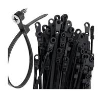 Nylon Cable Ties with Screw Holes for Installation, self-Locking Ring Wrapped Around The Strap, DIY Office Storage Box(A-Black (with Hole),200 PCS)
