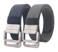 Nylon Canvas Breathable Military Tactical Men Waist Belt with Double D-ring, 2Pack