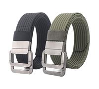 Nylon Canvas Breathable Military Tactical Men Waist Belt with Double D-ring, 2Pack