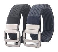 Nylon Canvas Breathable Military Tactical Men Waist Belt with Double D-ring, 2Pack