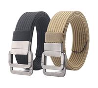 Nylon Canvas Breathable Military Tactical Men Waist Belt with Double D-ring, 2Pack