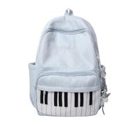 Nylon Casual Backpack 16.9 Inch Polka Dot Piano Key Bag for Girls (Blue)