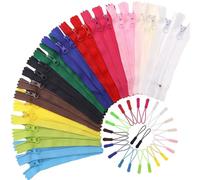 Nylon Coil Zippers 4 Inch 24 Pcs Mixed Color Zipper,with 24 Pcs Mixed Color Zipper Pull,Zippers for Sewing,Pounches,DIY,Crafts,Bags