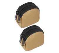 Nylon Coin Pouch with Zipper, Two Pockets, Belt Attach, Khaki | Compact Storage for Cash Bills and USB Flash Drives, Hangable Design for Commuting, Everyday Use