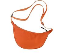 Nylon Crescent Bag for Ladies - Aesthetic Dumpling Crossbody Bag with Adjustable Strap - Lightweight Half Moon Shoulder Bag for Travel, Work & Festivals - Orange