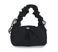 Nylon Crescent Bag Hobo Handbags Ruched Shoulder Bag Adjustable Strap Lightweight Casual Sling Bag Travel Tote Bags for Women, Black, 11.3" L x 3" W x 6.63" H