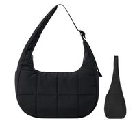 Nylon Crescent Bag, Lightweight Underarm Carryall Boho Handbag - Quilted Large Capacity Shoulder Bag Perfect for Everyday Use, Gym, Workout, Travel, Outdoor Adventures, 25x10x15.5cm
