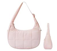 Nylon Crescent Bag, Quilted Puffer Tote Bag - Boho Carry Boho Handbag for Women | Large Capacity Daily Bag for Gym, Workout, Travel, Outdoor, Pink, Se référer à la description