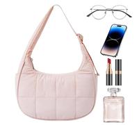 Nylon Crescent Bag - Small Nylon Crescent Bag, Recycled Heavy Nylon | Pure Hand Adjustable Strap Carrying Bagure Under Puffed Arms, Durable Design Bag Washable Bag for and Transpo, beige, Se référer à