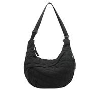 Nylon Crescent Crossbody Bag for Women Shoulder Tote Handbag Casual Sling Bag Dumpling Purse Bag for Outdoor Travel, C-black, M