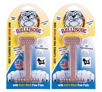 Nylon Dog Chew Toy- Bullibone Small Nylon Bone - Improves Dental Hygiene, Easy to Grip Bottom, and Permeated With Flavor (2-Pack, Beef)