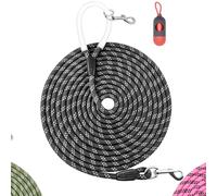 Nylon Dog Leash 6FT 10FT 20FT 30FT Diameter 2/5 Inch with Comfortable Silicone Handle Highly Reflective No Tangle for Medium Large Dogs Outside Walking Camping Backyard. (Black, 20FT * 2/5Inches)