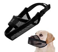 Nylon Dog Muzzle for Small Medium Large Dogs, Air Mesh Breathable and Drinkable Pet Muzzle for Anti-Biting Anti-Barking Licking (Black, M)