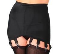 Nylon Dreams 10 Strap Girdle Open Bottom Controlling Shapewear Vintage Look and Feel NDG10 Black (as8, alpha, s, regular, regular)