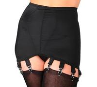 Nylon Dreams 12 Strap Girdle Open Bottom Controlling Shapewear Vintage Look and Feel NDG12 (as8, alpha, s, regular, regular) Black