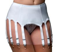 Nylon Dreams NDL12 All Plain 12 Strap Suspender Belt (L, White)
