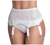 Nylon Dreams NDL55 All Lace 6 Strap Suspender Belt (M, White)