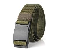Nylon Elastic Braided Stretch Waist Belt Outdoor Thickening Plastic Buckle Male Casual Belt, Green,120