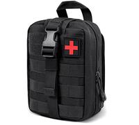 Nylon First Aid Box for Medical Emergency Kit, Heavy Duty and Large Capacity Military Grade Rip-Away Ifak Pouch for Sports, Hiking, Camping, Traveling (Bag Only), Black