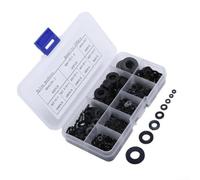 Nylon flat rubber O ring gasket 500 pcs set with assorted M2 to M10 sizes for electrical connections, automotive, and marine applications
