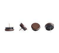 Nylon Furniture Glides, 30mm Slider Pads for Chair Feet, Nail-On Floor Protectors Easy Gliders, (Brown, Pack of 16, Free 2mm Drill Bit) - Made in Germany